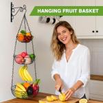 3-Tier Hanging Fruit Basket with Hook for Kitchen