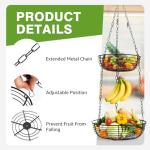 3-Tier Hanging Fruit Basket with Hook for Kitchen