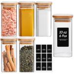 6-Pack Glass Spice Jars with Bamboo Lids