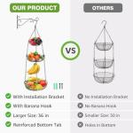 3-Tier Hanging Fruit Basket with Hook for Kitchen