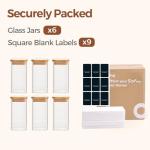 6-Pack Glass Spice Jars with Bamboo Lids