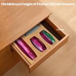 CRAKTH Bamboo Plastic Bag Storage Organizer for Kitchen Drawer, 4 Separate Baggie Organizer, Suitable for Gallon, Quart, Sandwich & Snack Variety Size Bag