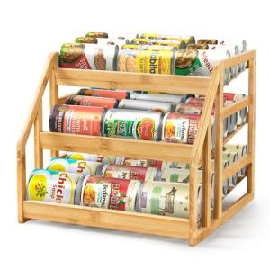 Bamboo 3-Tier Can Organizer for Pantry Storage