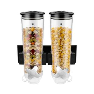 2-Pack Wall-Mounted Double Food Dispensers - Black