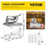 VEVOR 110V Commercial Ice Crusher 661LBS/H, ETL Approved 300W Electric Snow Cone Machine with Dual Blades, Stainless Steel Shaved Ice Machine with Safety On/Off Switch for Family, Restaurants, Bars