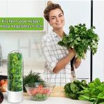 Herb Saver for Refrigerator, Herb Saver Pod Cilantro Containers for Refrigerator, Fresh Herb Keeper for Cilantro, Parsley, Asparagus, Mint, Keeps Greens Vegetables for 2-3 Weeks (Herb Keeper 2Pack)