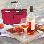 Picnic Basket, SIYUAN 27L Collapsible Insulated Farmers Market Basket for Shopping Traveling Large Grocery Tote Bag with Handles Red