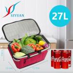 Picnic Basket, SIYUAN 27L Collapsible Insulated Farmers Market Basket for Shopping Traveling Large Grocery Tote Bag with Handles Red
