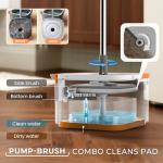 BOMIDI Spin Mop and Bucket System, Includes Dual Compartment Mop Bucket with Thick Washable Microfiber Pads for Home Cleaning (Mop Set with 4 Pads)