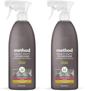 Method Heavy Duty Degreaser, Lemongrass Scent, Oven Cleaner & Stove Top Cleaner, 28 Oz Spray Bottle (Pack of 2),(Packaging may vary)