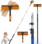 SKGPOLE Squeegee for Window Cleaning Kit with 5-19 Foot Telescoping Extension Pole (26+ Foot Reach), 2 in 1 Window Squeegee, Aluminum Telescopic Extension Pole for Window, Car, Shower Glass Door