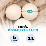 Smart Sheep Wool Dryer Balls - 6-Pack - XL Premium Natural Fabric Softener Award-Winning - Wool Balls Replaces Dryer Sheets - Wool Balls for Dryer - Laundry Balls for Dryer