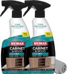 Weiman Cabinet and Wood Cleaner, Shine, Clean and Protect Spray - For Wood Cabinets, Furniture, Tables, Baseboards, Trim and more, 16 oz, 2 PACK with MicroFiber Towel