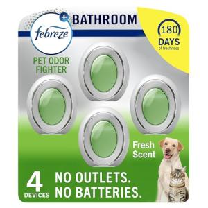 Febreze Small Spaces Air Freshener, Odor-Fighting, Plug In Alternative, Air Fresheners for Home and Bathroom and Kitchen, Closet Air Fresheners, Heavy Duty Pet Scent, 4 Count
