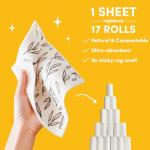 Papaya Reusable Paper Towels 2-Pack - 2 Sheets + 1 Hooks, Quick Drying, No Odor, 1 Sheet Replaces 17 Rolls, Washable Kitchen Cloth, Sustainable Dish Sponge, Eco Friendly Gift