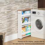 TEAMIX 4 Tier White Slim Storage Cart with Handle, Slide Out Storage Rolling Utility Cart Mobile Shelving Unit Organizer Trolley for Small Spaces Kitchen Laundry Narrow Places