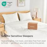 GOKOTTA Queen Size Bed Sheets 4 Piece Set, 100% Rayon Derived from Bamboo, Cooling for Hot Sleepers-Luxury Breathable Soft Sheets, Deep Pocket 16" Fitted Sheet with Elastic Corner Straps, Cream White