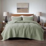 WDCOZY Sage Green Quit Twin Size Bedding Sets with Pillow Sham, Lightweight Soft Bedspread Coverlet, Quilted Blanket Thin Comforter Bed Cover, All Season Spring Summer, 2 Pieces, 68x90 inches