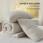 Bedsure King Size Comforter Set, Beige Soft Prewashed Bedding for All Seasons, 3 Pieces GentleSoft™ Warm Down Alternative Bed Set, 1 Lightweight Comforter (104"x90") and 2 Pillowcases (20"x36")