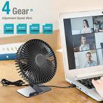 SLENPET 6 inch USB Desk Fan, 4 Speeds, Ultra-quiet, 90° Adjustment for Better Cooling, Portable Mini Powerful Desktop Table Fan, Small Personal Fan for Home Office, Metal Base, Black