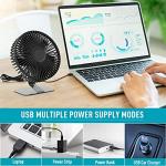 SLENPET 6 inch USB Desk Fan, 4 Speeds, Ultra-quiet, 90° Adjustment for Better Cooling, Portable Mini Powerful Desktop Table Fan, Small Personal Fan for Home Office, Metal Base, Black