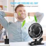 BESKAR Small Clip on Fan, 3 Speeds USB Fans with Strong Airflow, Clip & Desk Fans USB Plug in with Sturdy Clamp - Ultra Quiet operation for Office Dorm Bedroom Stroller