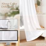 RYB HOME White Curtains Linen Textured Sheer Light Filtering Semi Sheer Curtains 84 inches Long Half Privacy Window Drapes for Living Room Bedroom Dining, Length 84 by Width 52 inch, 2 Panels Set