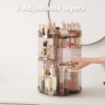 360° Rotating Makeup Organizer with Adjustable Height