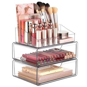 Vtopmart 3-Tier Clear Makeup Organizer with Drawer