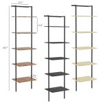 5-Tier Wall Mounted Ladder Bookshelf, Rustic Brown