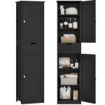 Narrow 67" Tall Black Storage Cabinet with Doors