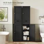 Narrow 67" Tall Black Storage Cabinet with Doors