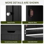 Narrow 67" Tall Black Storage Cabinet with Doors