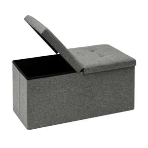 Grey Storage Ottoman with Flipping Lids, 30"x15"x15