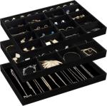 Stackable Velvet Jewelry Organizer with Removable Dividers