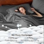 Bedsure Deep Pocket Queen Sheets Set - Fits Mattresses Up to 21 Inches Thick - 4 Piece GentleSoft Bed Sheets, Moisture Wicking, Soft & Cooling Bedsheet & Pillowcases, Easy & Secure Fit, Grey