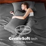 Bedsure Deep Pocket Queen Sheets Set - Fits Mattresses Up to 21 Inches Thick - 4 Piece GentleSoft Bed Sheets, Moisture Wicking, Soft & Cooling Bedsheet & Pillowcases, Easy & Secure Fit, Grey