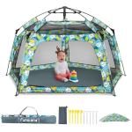 Funsland Baby Playpen Pop-up Tent - Outdoor & Indoor Play Tent for Beach with Canopy Travel Bag Portable Play Yard for Babies & Toddlers (Forest)