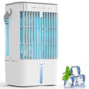 Portable Air Conditioner, 1200mL Evaporative Air Cooler, Personal Mini Air Conditioner with 3 Speeds & 2/4H Timer, 120° Oscillating Portable Ac Unit Fan Small Air Conditioner for Home Office Room