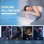 Elegear Cooling Pillow Cases for Hot Sleepers, Japanese Q-Max 0.45 Cooling Pillowcases, Both Sides(Cooling/Cotton), Breathable Soft Pillowcase for Hair and Skin, Set of 2-Blue (Queen (20'' x 30''))
