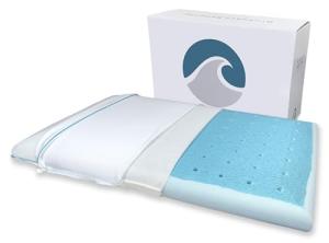 Bluewave Bedding Ultra Slim Max Cool CarbonBlue Gel Memory Foam Pillow for Stomach and Back Sleepers - Thin, Flat Design with Advanced Cooling (2.75-Inch Height, Standard Size)