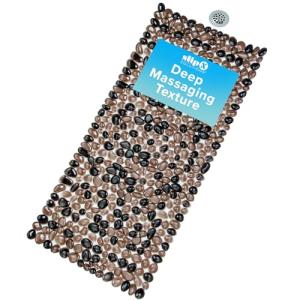 SlipX Solutions Extra Long Deep Foot Massager Bath Tub & Shower Mat 38x17 | Non-Slip, 188 Suction Cups | Feels Great on Tired Feet, Looks Like River Rock | Machine Washable, Bronze Pebbles