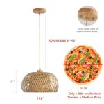 Hchunqjor Bamboo Pendant Light Fixture One-Light Adjustable Boho Basket Handmade Woven Pendant Lighting for Kitchen Island Sink Farmhouse Dining Room