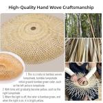 Teru Ji Kaikang Hand Woven Bamboo Pendant Light,23.62 in Bamboo Rattan Ceiling Hanging Light Hand Woven Wicker Chandelier for Living Room Kitchen Dining Room Farmhouse