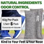 Marsheepy Natural Bamboo Charcoal Bags, Shoe Deodorizer and Odor Remover / Eliminatorr, 100% Smell Remover (60g X 6 PACK)