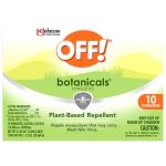 OFF! Botanicals Insect Repellent Wipes, Plant-Based Mosquito Repellent, 10 Count Individually Wrapped Wipes