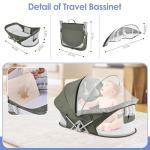ISELECTOR Portable Baby Bassinet Travel Baby Bed, Baby Cribs Travel Pod for Outdoors Baby Lounger Infant Travel Bed with Mosquito Net and Sunshade Canopy, Lightweight Washable Foldable