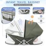 ISELECTOR Portable Baby Bassinet Travel Baby Bed, Baby Cribs Travel Pod for Outdoors Baby Lounger Infant Travel Bed with Mosquito Net and Sunshade Canopy, Lightweight Washable Foldable