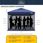 KAMPKEEPER 10x10 Pop Up Canopy with Mosquito Netting,Instant Outdoor Screen Tent Sun Shade for Events Patio Camping Picnic,Gazebo with 4 Sandbags,1 Wheeled Bag(Navy Blue)