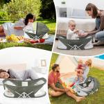 ISELECTOR Portable Baby Bassinet Travel Baby Bed, Baby Cribs Travel Pod for Outdoors Baby Lounger Infant Travel Bed with Mosquito Net and Sunshade Canopy, Lightweight Washable Foldable